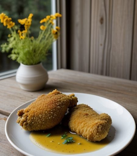 Fried Chicken With Honey Mustard Vinaigrette recipe image