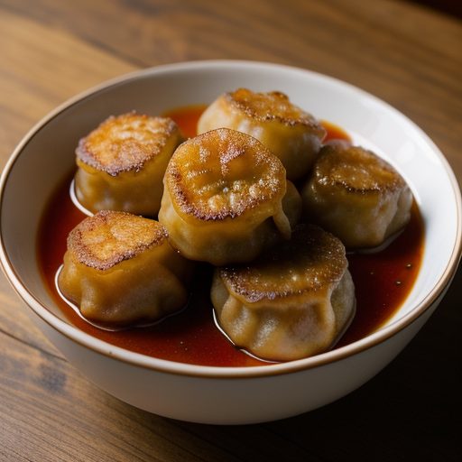 Fried Dumplings With Hot Chili Sauce recipe image
