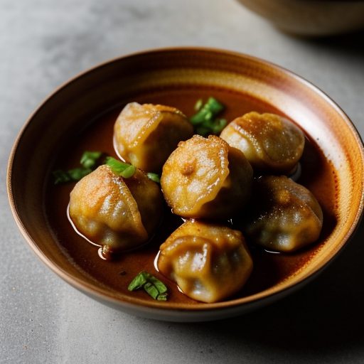 Fried Dumplings With Hot Chili Sauce recipe image