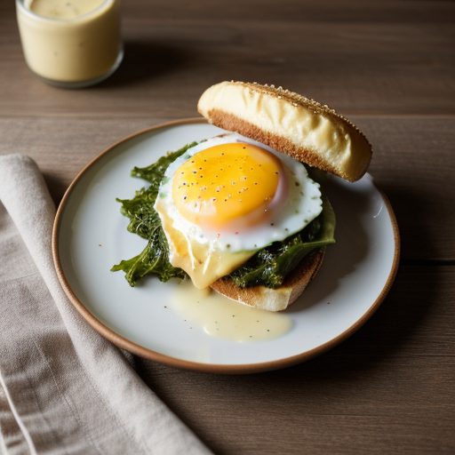 Fried Egg Sandwich With Canadian Bacon and Mustard Greens recipe image