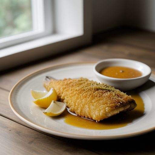 Fried Fish With Skorthalia (Garlic and Potato recipe image