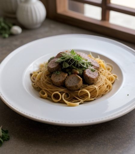 Fried Pasta With Sausage recipe image
