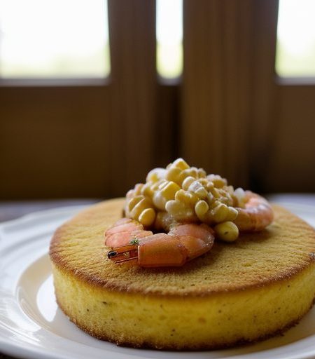Fried Polenta Cake With Shrimp Etouffee and Roasted Corn recipe image