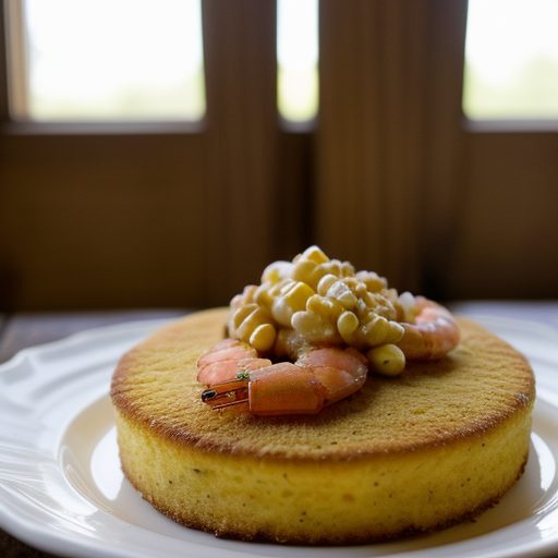 Fried Polenta Cake With Shrimp Etouffee and Roasted Corn recipe image