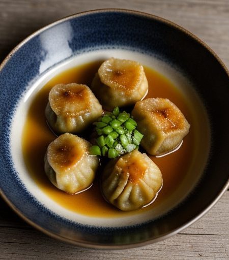 Fried Pork Dumplings With Hot Garlic Sauce recipe image