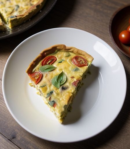Frittata With Tomatoes, Onions and Basil recipe image