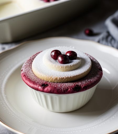 Frozen Cranberry Souffle With Spun Sugar Cran recipe image
