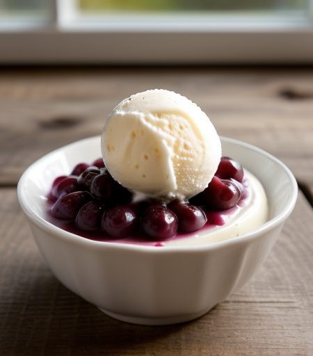 Frozen Pudding With Royal Grape Sauce recipe image