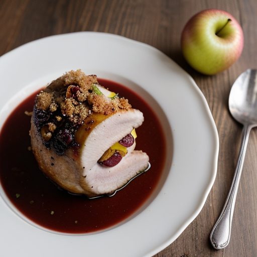 Fruit Stuffed Pork Chops With Apple Rings recipe image