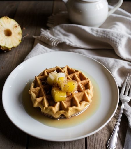 Fruit Waffles With Pineapple Maple Syrup recipe image
