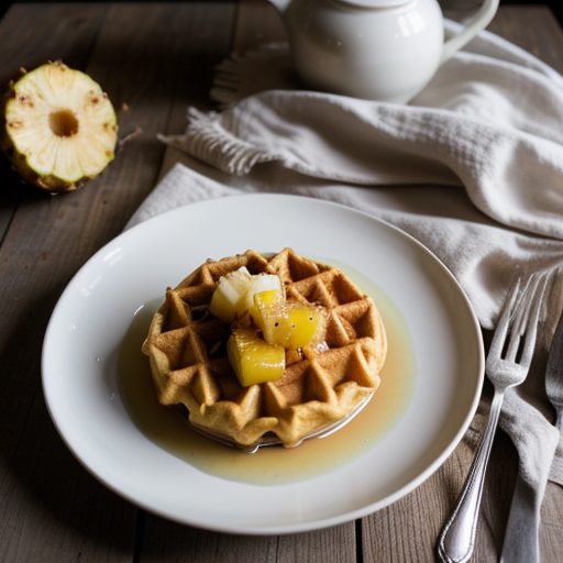 Fruit Waffles With Pineapple Maple Syrup recipe image