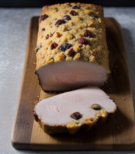 Fruitcake-Stuffed Pork Loin recipe image