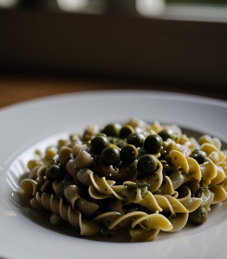 Fusilli With Garlic~ Herb & Caper Sauce recipe image