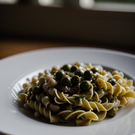 Fusilli With Garlic~ Herb & Caper Sauce recipe image