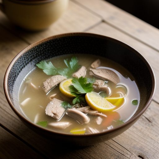 Gai Tom Khing (Chicken Soup With Lemon & Gi recipe image