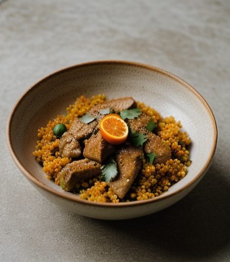 Game Hens With Spicy Orange Salsa and Bulgur Pilaf recipe image
