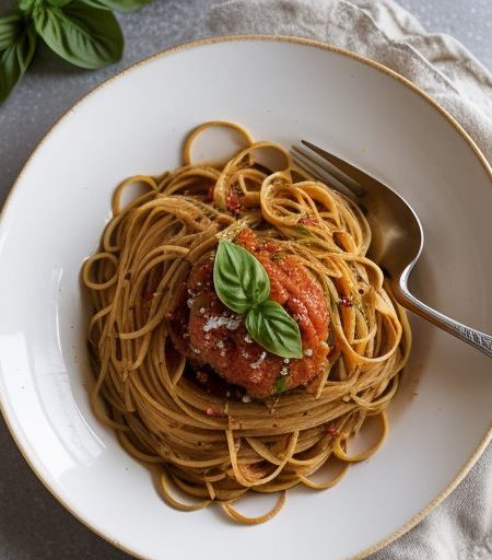 Garden Fresh Pasta With Tomato-Basil Sauce recipe image