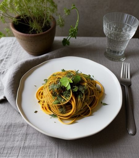 Garden Squash & Nasturtium Butter Pasta recipe image