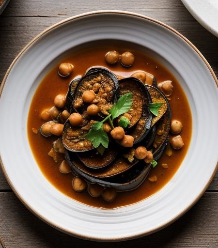 Garlic Braised Eggplant & Chickpea Casserol recipe image