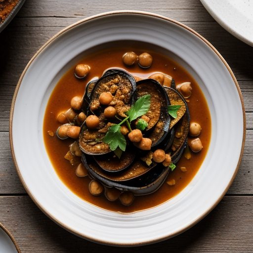Garlic Braised Eggplant & Chickpea Casserol recipe image