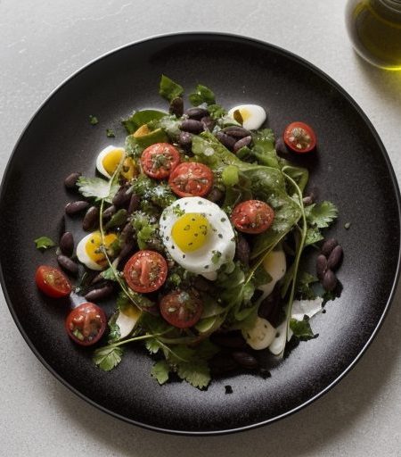Garlic Bread Salad With Black Beans & Salsa recipe image