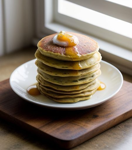 Garlic Pancakes With Ham Sauce recipe image