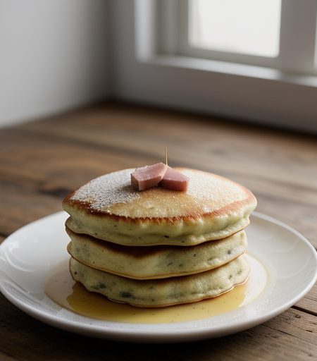 Garlic Pancakes With Ham Sauce recipe image