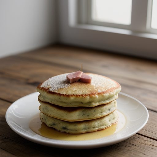 Garlic Pancakes With Ham Sauce recipe image