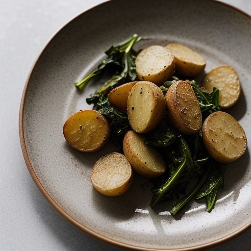 Garlic-Roasted Potatoes and Greens recipe image