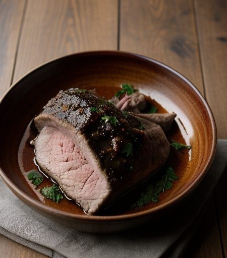 Garlic-Stuffed Leg of Lamb With Cabernet Sauce recipe image