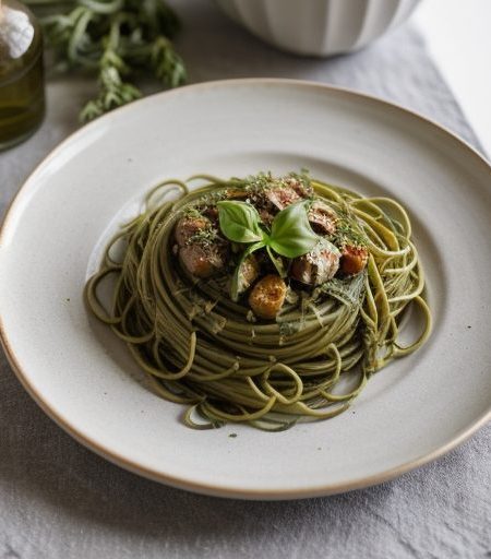 Garlicky Pasta With Fresh Green Herbs recipe image