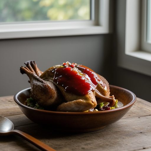 Georgian Spitted Chicken With Plum Sauce recipe image