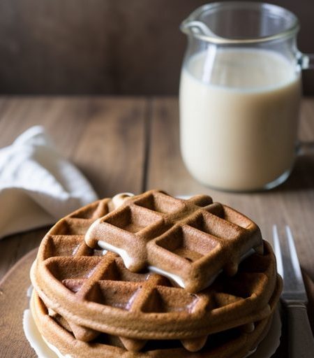 Gingerbread Waffles With Peach Sauce recipe image