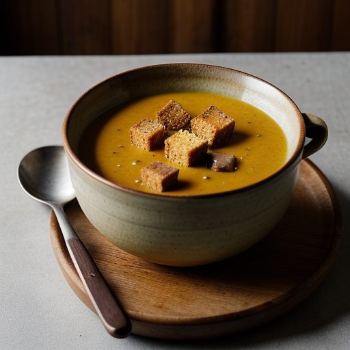 Gingered Squash Bisque With Sage Croutons - Bon Appetit recipe image