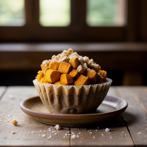 Gingered Sweet Potatos With Crispy Walnut Cru recipe image