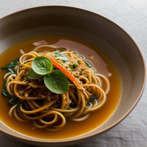Gingered Tomato Broth With Pappadam Noodles recipe image