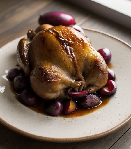 Glazed Cornish Hens With Plums recipe image