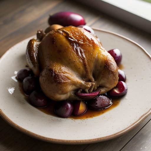 Glazed Cornish Hens With Plums recipe image
