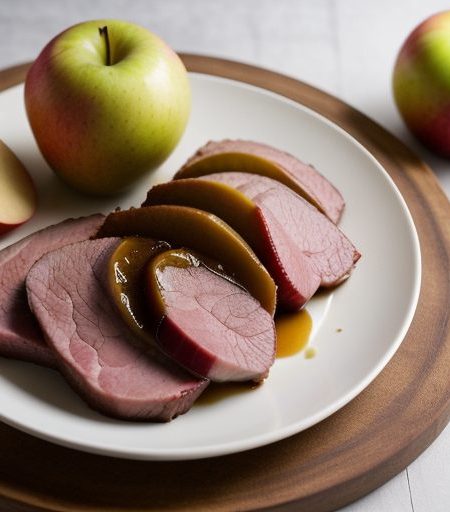Glazed Gammon Steaks With Nutty Apples recipe image