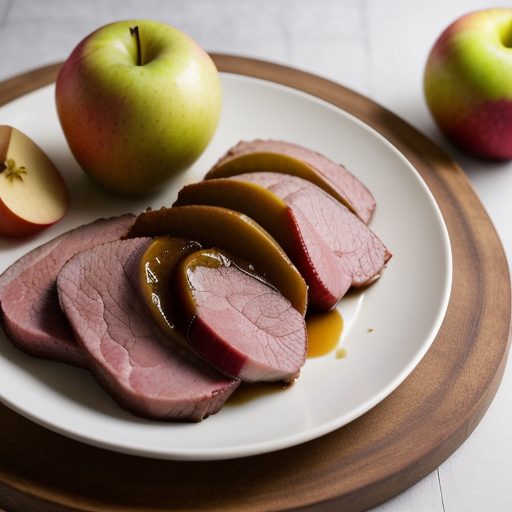 Glazed Gammon Steaks With Nutty Apples recipe image