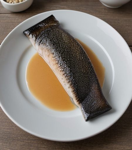 Glazed Sea Bass W/Black Sesame Seeds recipe image