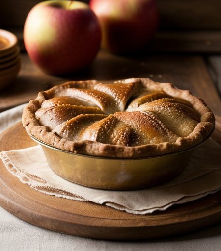 Golden Apple Pie With Rum Sauce recipe image