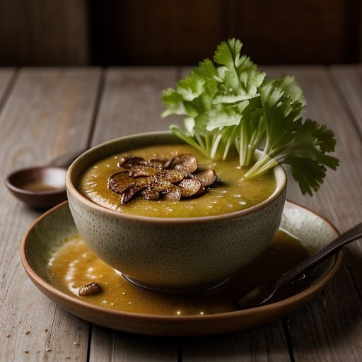 Granny Smith Apple-Onion Soup With Celery Roo recipe image