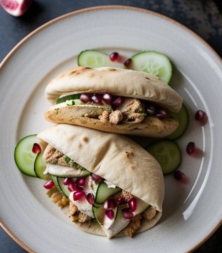 Greek Chicken Pitas With Garlic Cucumber Sauc recipe image