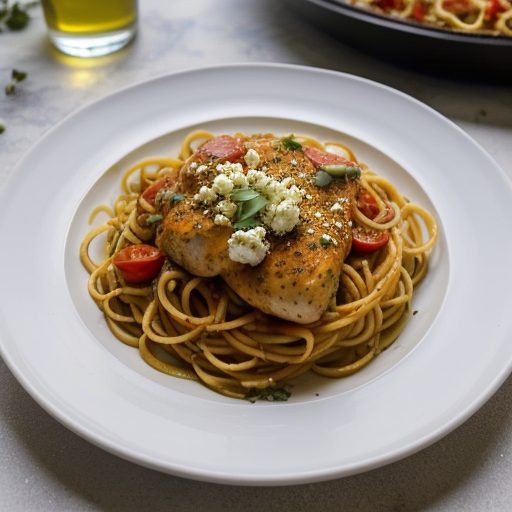 Greek Spaghetti With Feta Cheese and Chicken (6 PTS recipe image