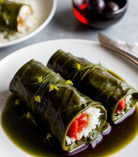 Greek Stuffed Grape Leaves (Dolmathes recipe image