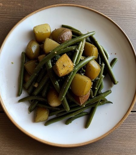 Green Beans Braised With Mint and Potatoes recipe image