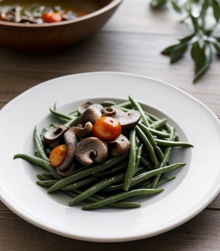 Green Beans With Mushrooms and Cherry Tomatoes recipe image