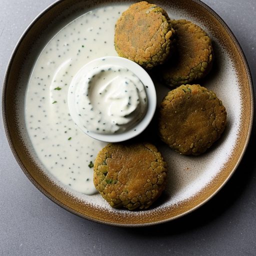 Green Lentil Rissoles With Vegan Yogurt Sauce recipe image