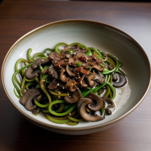 Green Noodles With Mushroom Sauce recipe image